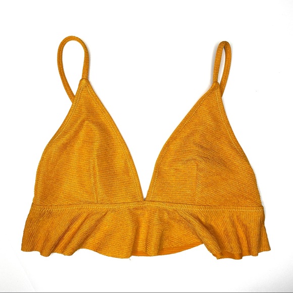 Other - Peplum Yellow Textured Bikini Top